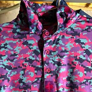 Pins & Aces Colorful Digital Camo Golf Polo XL